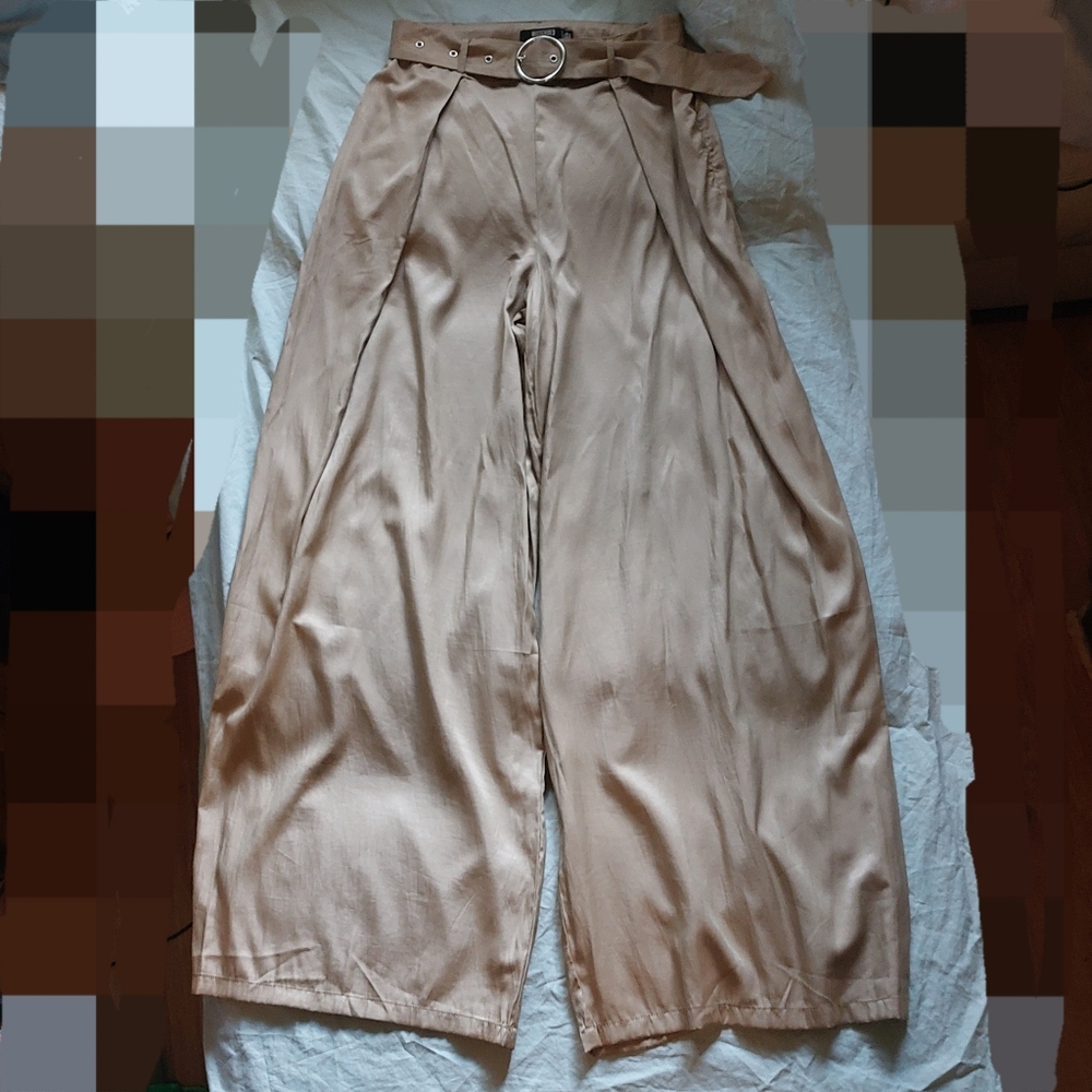Chic Tan Wide-Leg Pants with Belt From Missguided